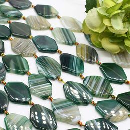 Crystal 2strands/lot Smooth green stripe agate loose natural stone bead For Necklace Bracelets Jewellery Making DIY 15"Free Ship