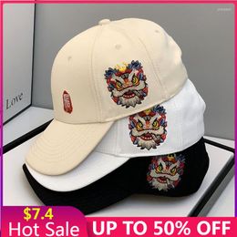 Ball Caps National Style Man Hat Y2k Tide Lion Dance Embroidered Baseball Cap For Womens Outdoor Spring Summer Sun Hip-hop Trucker