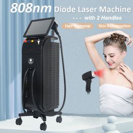 2 Handles Laser Hair Remover Cooling System Face Rejuvenation Machine 808nm Diode Laser All Skin Types and Hair Types Therapy Beauty Instrument