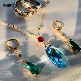 Pendant Necklaces Howls Moving Castle Inspired Necklace Hauru Blue Austria Crystal Anime Cosplay Jewellery Howl 230613