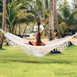 Hammocks Lighten Up Large Outdoor Hammock Swing Bed with Style Hammock for Double Person Cotton Hanging Camping Bed R230613