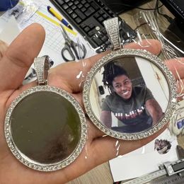 Godkänd test Sier full moissanit DIY Anpassade fotomedaljonger Pendanthalsband med 24 -tums stålrepkedja för män kvinnor trevlig gåva