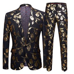 Men Shawl Lapel Blazer Designs Plus Size Black Velvet Gold Flowers Sequins Suit Jacket DJ Club Stage Singer Clothes 230612