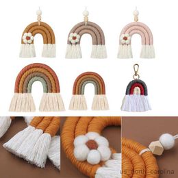 Garden Decorations Rainbow Wall Hanging Ornament Handmade Weaving Home Decoration for Kids Room R230613