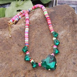 Choker Glass Soft Clay Chokers Hart Necklaces Boho Green Colour Summer Bohemian Fluorescent Bracelets For Women Nationality Jewellery Gift