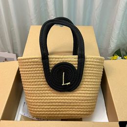 Woven Vegetable Basket Straw Tote Handbags Beach Bags Shopping Handbag Ladies Travel Bags Gold Letter Two Piece Set Crossbody Back Bag