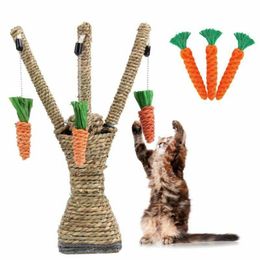 Toys Pet Toy Sisal Cat Scratching Post for Cat Tree Kitten Cat Scratcher Tower Toy with Ball Cat scraper Funny Protecting Furniture