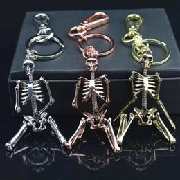 Keychains Gwwfs Skull Skeleton Pendant Key Chain Men Women Bag Charm Ring Car Keychain Keyrings Chaveiro Gift4434654203U