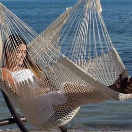 Hammocks Large Cotton Rope Hammock Portable Hanging Indoor Outdoor Hammock Lazy Hanging Swing Bed Romantic R230613