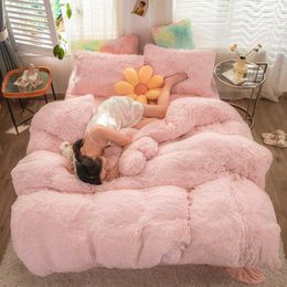 Bedding sets Nordic Winter Warm Bedding Set Luxury Thicken Mink Fleece Duvet Cover Bed Sheet and cases Quilt Cover Queen King Size Home Z0612