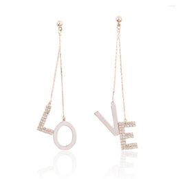 Dangle Earrings LO VE Long Chain Drop For Women Luxury Crystal Gold Color Simple Earring Daily Pendant Brincos Statement Jewelry