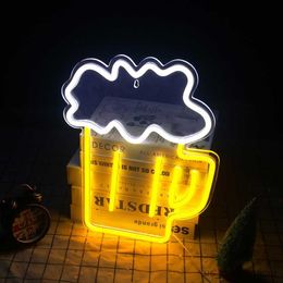 LED Neon Sign Beer Led Custom Made Neon Sign Advertise Cool Shape Night Light Bar Shop Club Home Room Decor Gift USB R230613