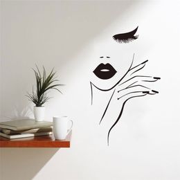 Spa Nail Manicure Hair Salon Wall Sticker Fashion Woman Eyelash Studio Wall Decal Vinyl Home Window Decor Removable