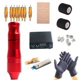 Tattoo Guns Kits Beginner Complete Tattoo Kit Machines Gun Black Ink Set Power Supply Grips Body Art Tools Set Permanent Makeup Tattoo set 230612