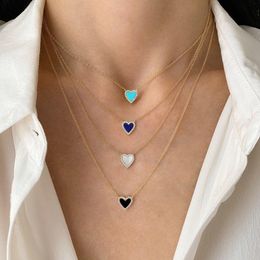 Charms HIBRIDE Gorgeous Heart Shape Four Colours Cubic Zirconia Chain Tennis Necklace for Women Engagement Party Jewellery P71 230613