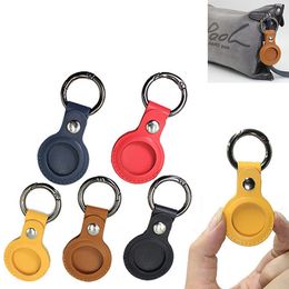 PU Leather Keychain Party Favour Anti Lost Airtag Protector Case Bag Anti-Scratch Portable Protective Cover Locator Gift W0039