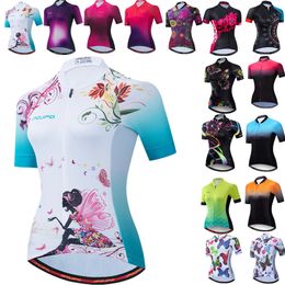 Cycling Shirts Tops Jersey Women Bike Mountain Road MTB Top Female Bicycle Shirt Short Sleeve Racing Riding Clothing Summer Lady White 230612