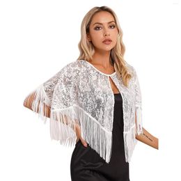 Women's Jackets Womens Evening Cover Up Sequin Fringed Cardigan Tassel Sheer Lace Bolero Shawl Wraps Shrug Ups For Dancing Wedding Party