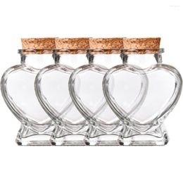 Vases 4 Pcs S Glass Lid Containers Airtight Jar 10.3x8cm Bottle Cork Small Bottles Wedding Favours