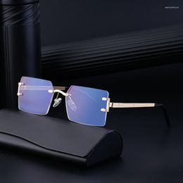 Sunglasses Rimless Rectangle Vintage Metal Leopard Fashion Frameless Tinted Glasses Shades Women Men