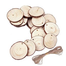 Crafts 60 PCS Christmas Ornaments Wood DIY Small Wood Discs Circles Painting Round Small Pine Slices 56 cm/67 cm