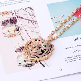 prata rosa ouro corrente fina tigre diamante pingentes longos colares para mulheres homens na moda jóias designer de luxo festa natal presentes de casamento menina noivado
