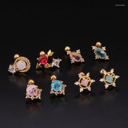 Stud Earrings 2023 1PC 20G Trendy Multicolor Crystal CZ Cartilage Earring Steel Screw Back Ear Tragus Conch Lobe Piercing Jewellery