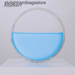 Totes Circular Glittering Crystal Satin Evening Bags Women Metallic Handle Rhinestone Clutch Purses And Handbags Wedding Party Luxury