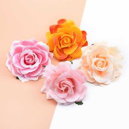 Dried Flowers 10pcs Artificial for Home Wedding Decoration Christmas Wreath Bride Brooch DIY Handmade Gifts Box Silk Roses Wall