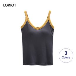 T-Shirt LORIOT Ribbed Bra Camisole For Women Tank Top Sando Singlet Vest V Neck Sleeveless Sexy Casual Korean SA1331