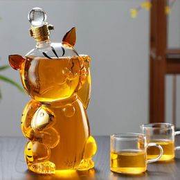 Bar Tools Cat Shaped Large Decanter Glass with Airtight Stopper Drinkware Dispenser for Restaurant Party Kitchen Gift 230612