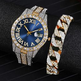 New steel band quartz watch Roman digital time trend fashion diamond inlaid Watch