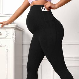 Active Pants Women Maternity Workout Leggings Over The Belly Pregnancy Yoga With Pockets Soft Activewear Work Gym Fitness Tights