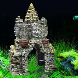 Decorations Ancient Cambodian Erawan Statue Fish Tank Landscaping Ornament Simulation Crafts Aquarium Decorations Fish Hiding Place Decor