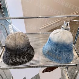 Wide Brim Baseball Cap Rhinestone Letter Denim Ball Cap Women Men Tie Dye Bucket Hat