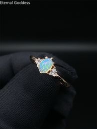 Solitaire Ring Opal Rings 4*6mm925 Color Oval Sterling Silver Rings Fashion Jewelry Set Wedding Rings Ladies Luxury Jewelry 230612