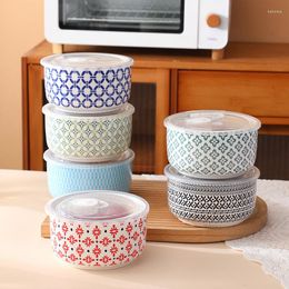 Bowls 5 Inches Ceramic With Lid 1 PCS Porcelain Storage Containers Prep Dishwave For Kitchen Microwave Dishwasher Oven Safe