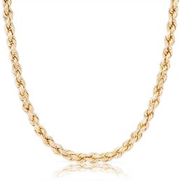 Necklaces Real Solid 10K 14K 18K 24K Solid Gold Rope Chains For Men Hip Hop Necklace
