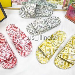 Slippers Summer European Fashion USD DOLLARS Graffiti Slippers Women Shoes Open Toe Flat Slides Outdoor Casual Slides Slipper for Women J230613