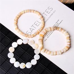 Strand Natural Irregular Shape Freshwater Mother Of Pearls Bracelets Women Square Yellow Shell Beads Bangle Stretch Jewelry Men Mala