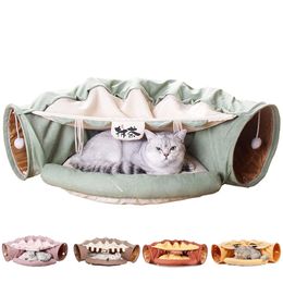 Mats Collapsible Removeable Cat Tunnel Tube Pet Interactive Play Toys Sound Paper Ring Bell For Cats Ferrets Puppy