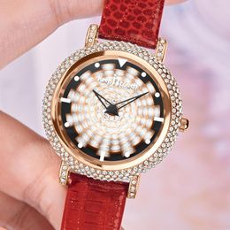 Wristwatches Top Brand Quartz Luxury Diamond Dress Watches Women's Fashion Leather Strap Waterproof Women Watch