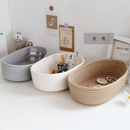 Storage Baskets Woven Nordic Cotton Rope Organise Boxs Desktop Sundries Basket Key Cosmetics 230613