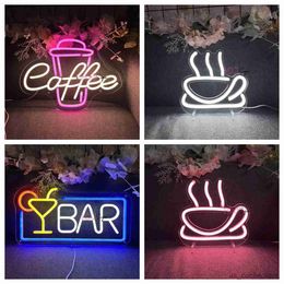 LED Neon Sign Coffee Neon Led Sign Decor Bar Cafe Neon lights Sign Decoration Bedroom for Room Coffee Shop Bar Neon Lamps R230613