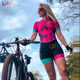Cycling Jersey Sets Kafitt Women's Professional Triathlon Short Sleeve Cycling Shirt Sets Go Jumpsuit Maillot Ropa Cycling Clothes Bicycle Dress 230612