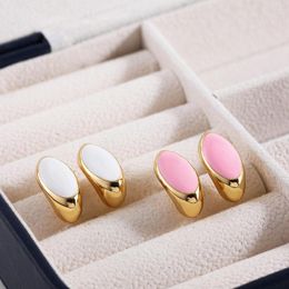 Stud Earrings Minimalist Enamel Color C Shape For Women Girls Trendy Copper Metal Earring Jewelry Wholesale