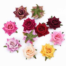 Dried Flowers 100pcs Flannel roses Silk flowers wall Artificial plants Home Wedding decoration Diy Scrapbook Candy box Brooch Photo props Gift