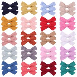 2pcs/pair Baby Girls Bow Hair Clips Barrettes Kids Solid Colour Hairpins Toddler Bowknot Clippers Headwear Hair Accessories for Children