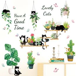 Nordic INS Green Plant Potted Pendant Cat Living Room Sofa TV Background Wall Self-adhesive Wall Sticker