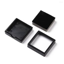 Jewelry Pouches 20pcs Square Plastic Surface Show Boxes For Diamond Ring Packaging Display Cases With Acrylic Sheet And Sponge Mat